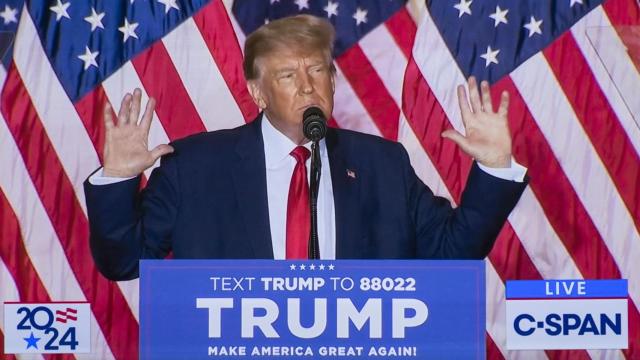 El expresidente de Estados Unidos, Donald Trump, en el anuncio de su candidatura para 2024.