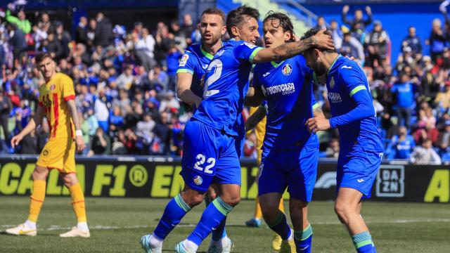 El Getafe celebra un gol contra el Girona