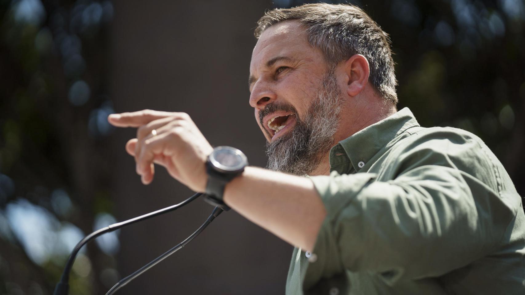 Santiago Abascal, líder de Vox, durante un mitin en Tenerife.