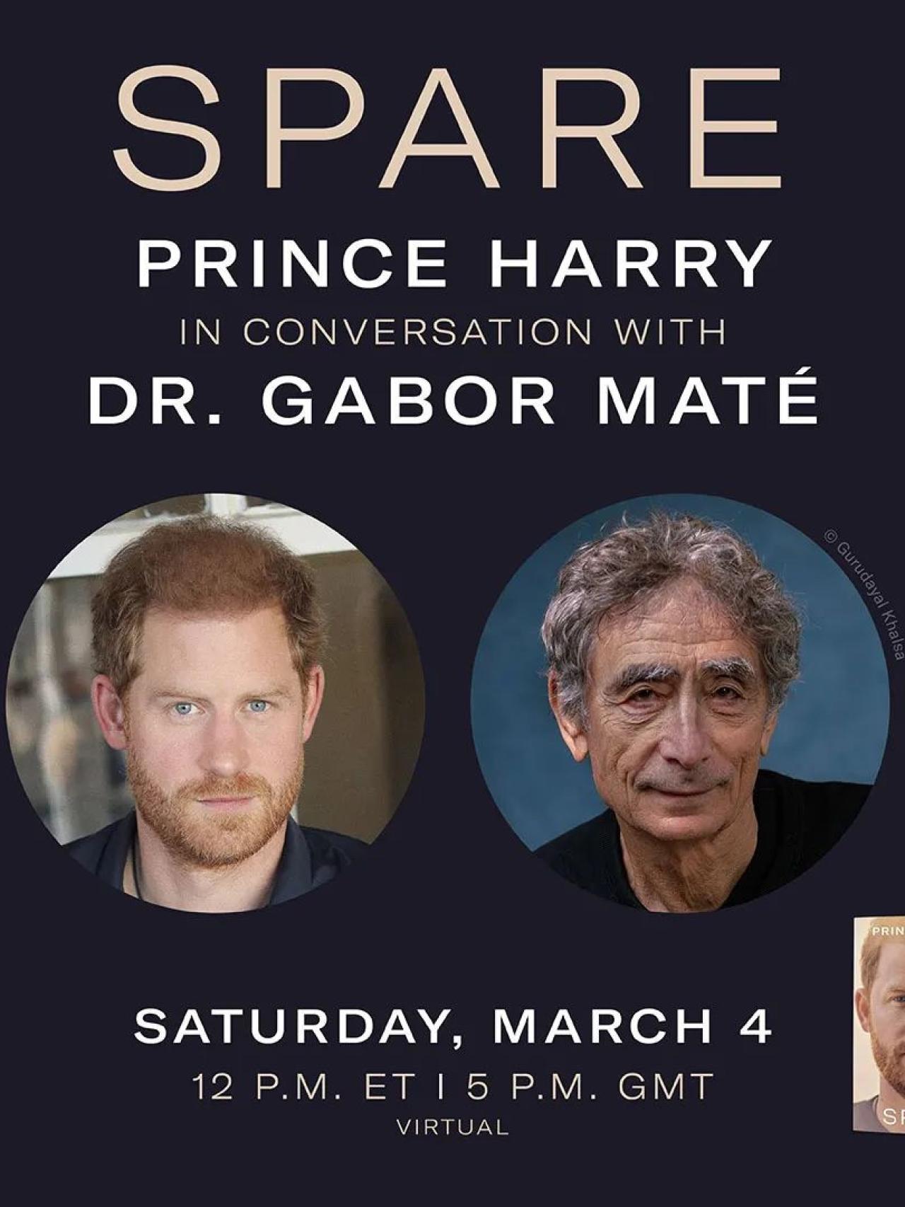 Imagen promocional de la conversación entre Harry y Gabor Maté.