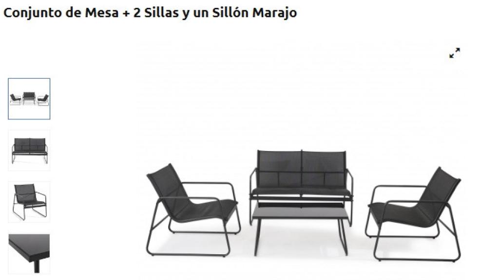 Conjunto de mesa y sillas.