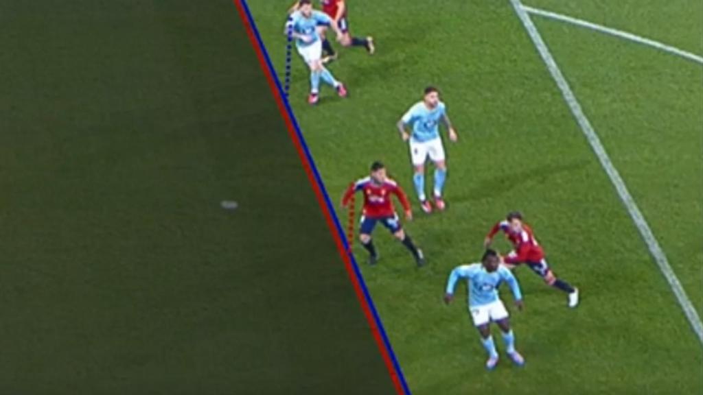 Gol anulado a Abde, de Osasuna, durante el partido contra el Celta de Vigo