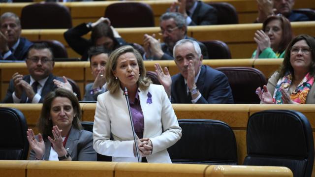 La vicepresidenta del Gobierno, Nadia Calviño, este martes en el Senado.