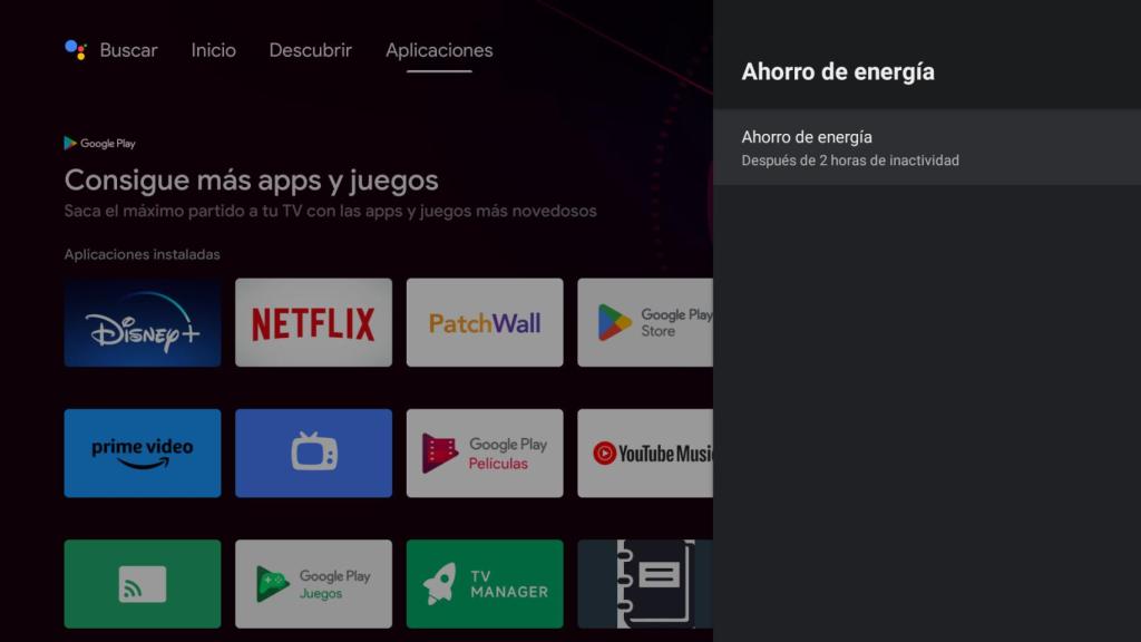 Ahorro de energía en Android TV
