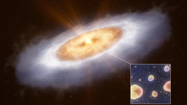 Moléculas de agua en el disco de materia planetaria alrededor de la estrella V883 Orionis.
