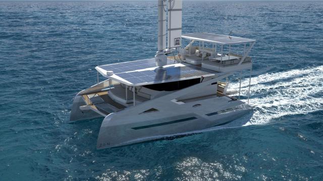 Una ilustración del catamarán eléctrico ZEN50