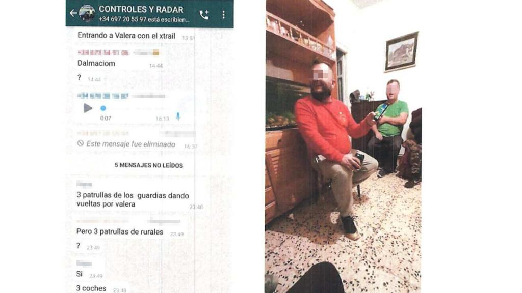 Un grupo de WhatsApp donde la banda informaba de la presencia de patrullas de la Guardia Civil.