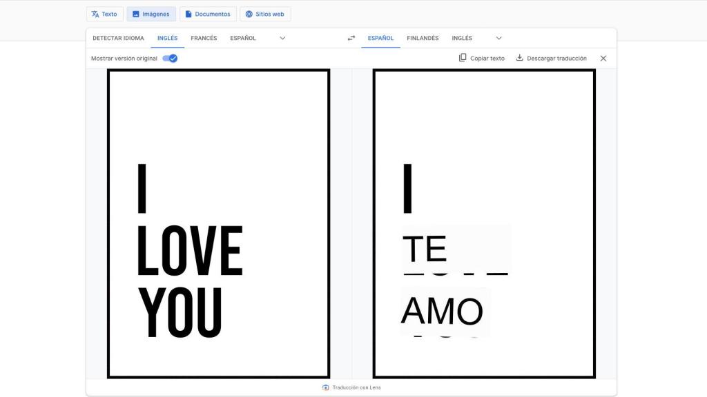 Ejemplo de traducción de imagen.