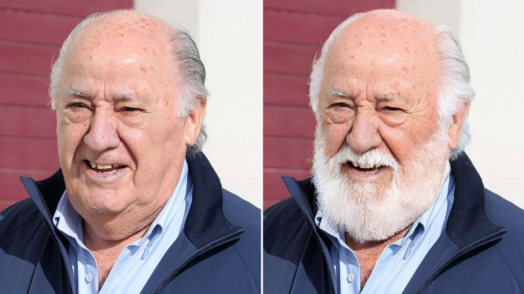 Amancio Ortega en la actualidad (izquierda), modificado con más de 100 años (derecha)