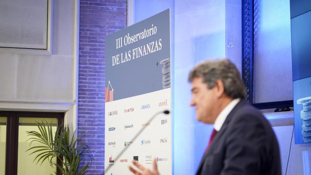 José Luis Escrivá, ministro de Inclusión, Seguridad Social y Migraciones, durante su intervención en la clausura del III Observatorio de las Finanzas.