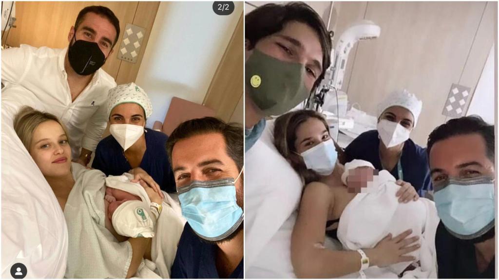 Dani Carvajal, Daphne Cañizares, María Pombo y Pablo Castellanos junto a Abi y Jackie.