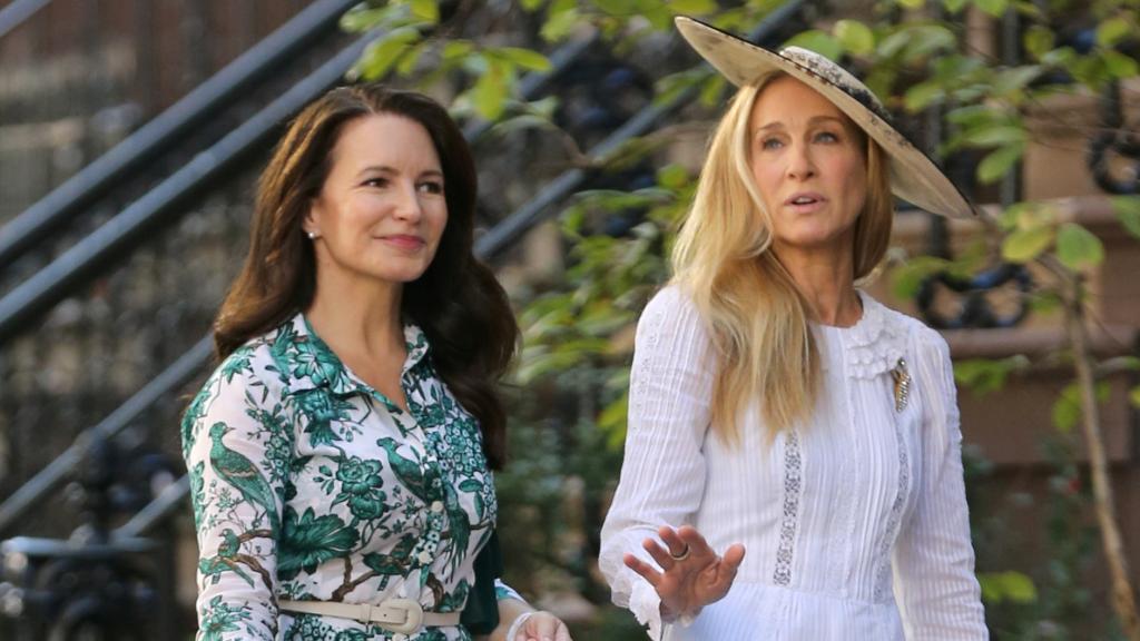 Kristin Davis y Sarah Jessica Parker en el rodaje de 'And just like that...'.