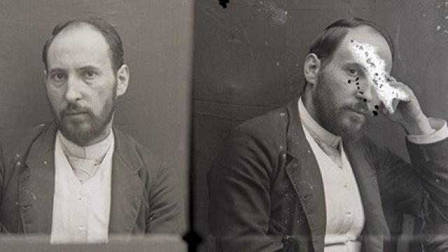 Autorretratos de Santiago Ramón y Cajal de 1885. Forman parte de la exposición 'Reazione nera'