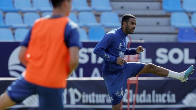 Jonas Ramalho durante un entrenamiento con el Málaga CF