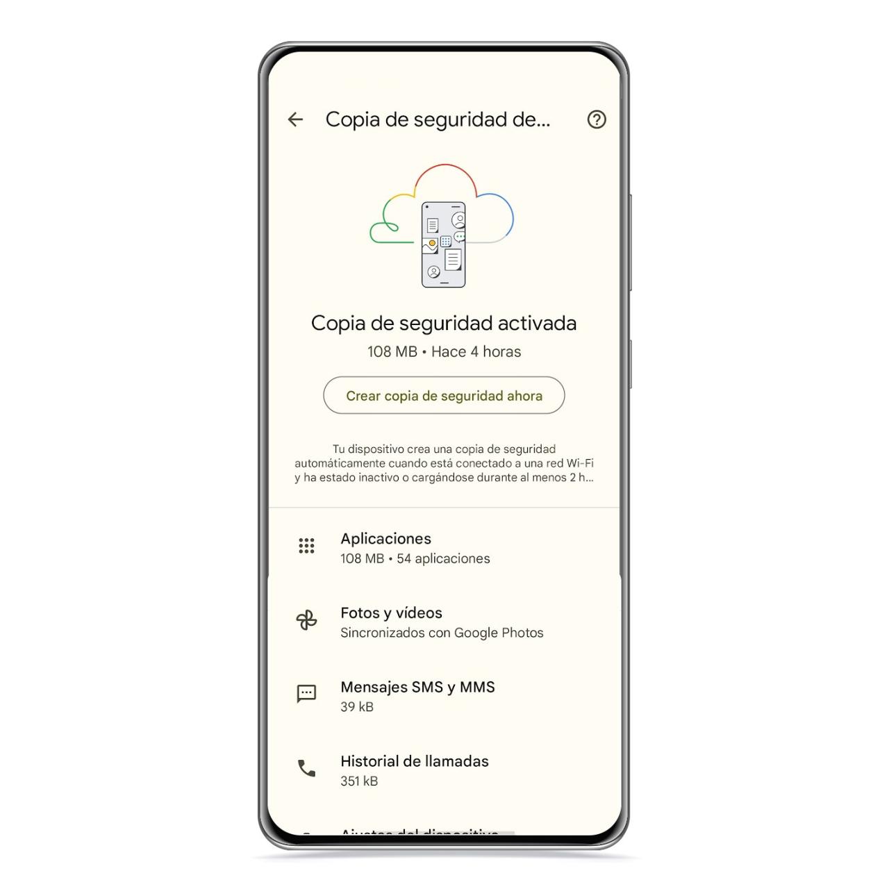 Copia de seguridad activada