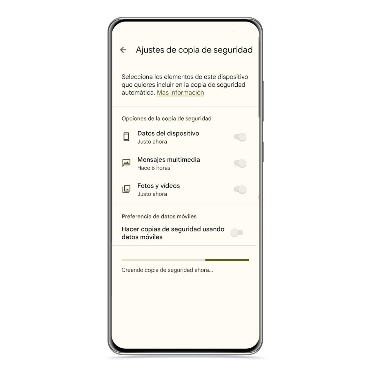 Ajustes de la copia de seguridad de Google One