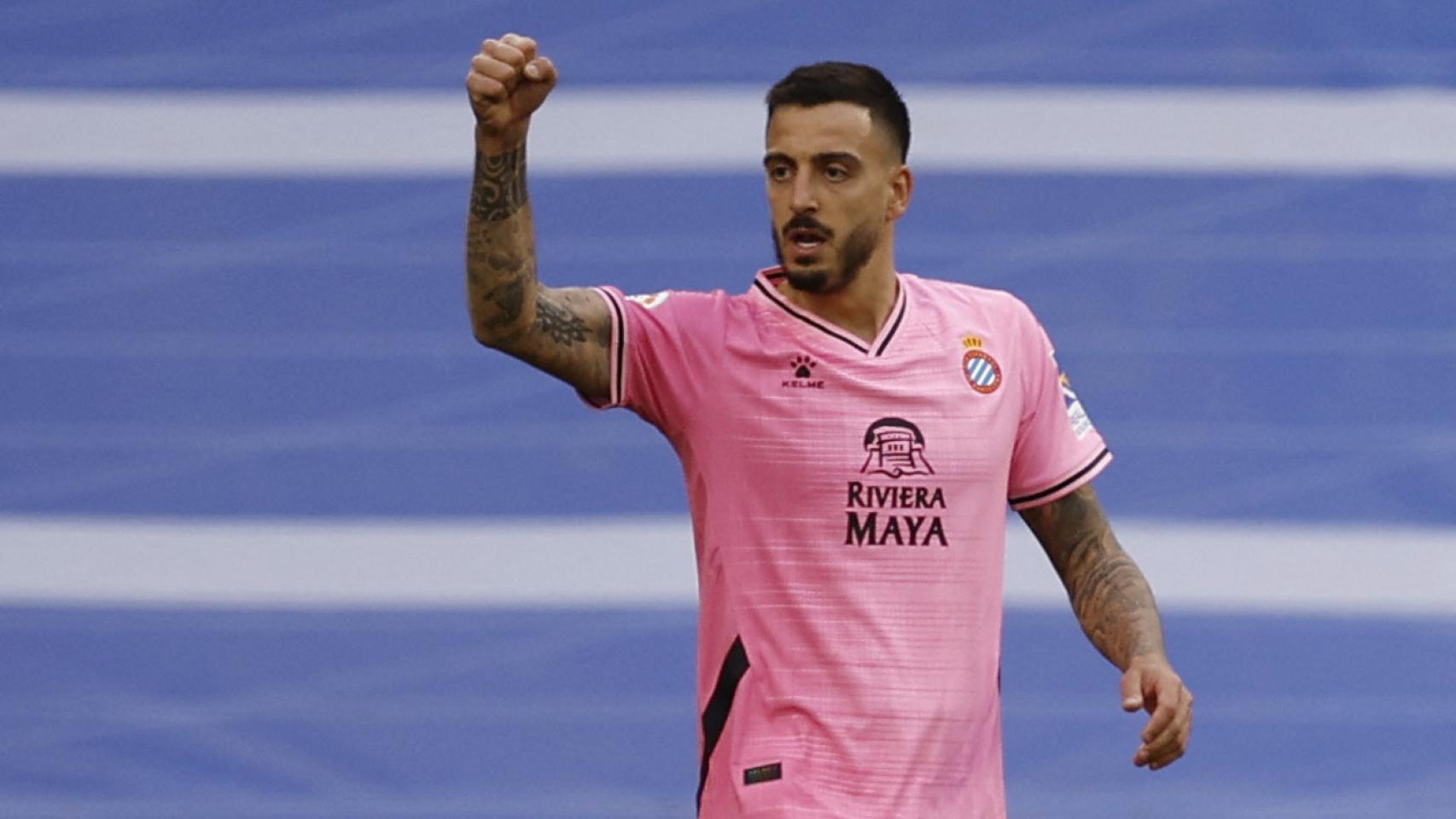 Joselu celebra su gol contra el Real Madrid.