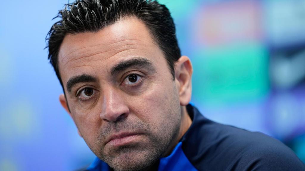 Xavi, en rueda de prensa.
