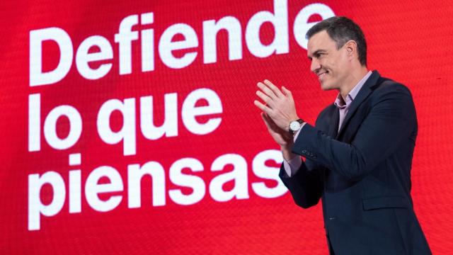 El presidente del Gobierno, Pedro Sánchez, este sábado en un acto del PSOE en Huelva.