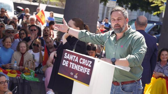El presidente de Vox, Santiago Abascal, durante un acto del partido en Santa Cruz de Tenerife, el pasado martes.