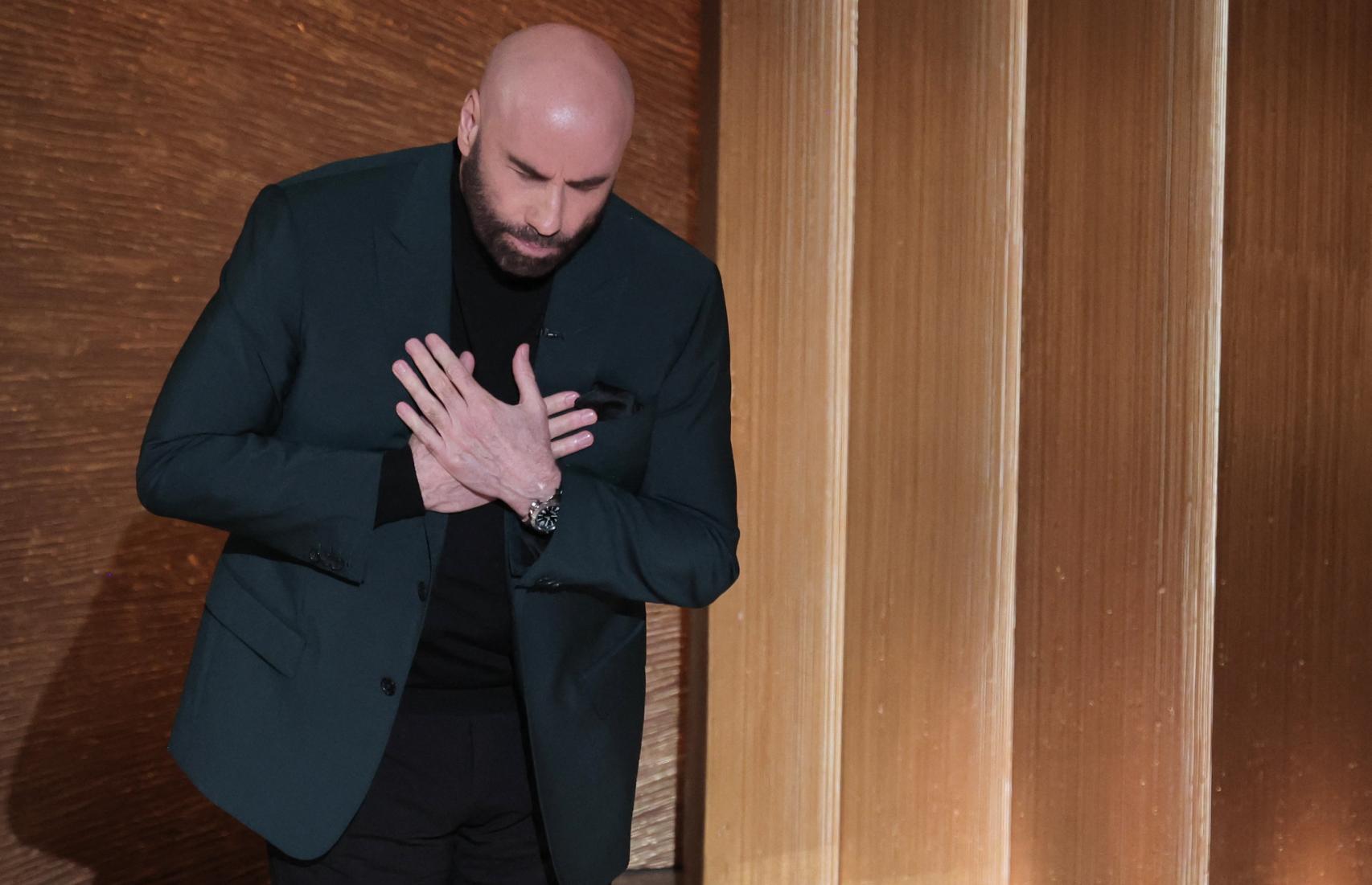 John Travolta, durante la introducción del 'In Memoriam'.