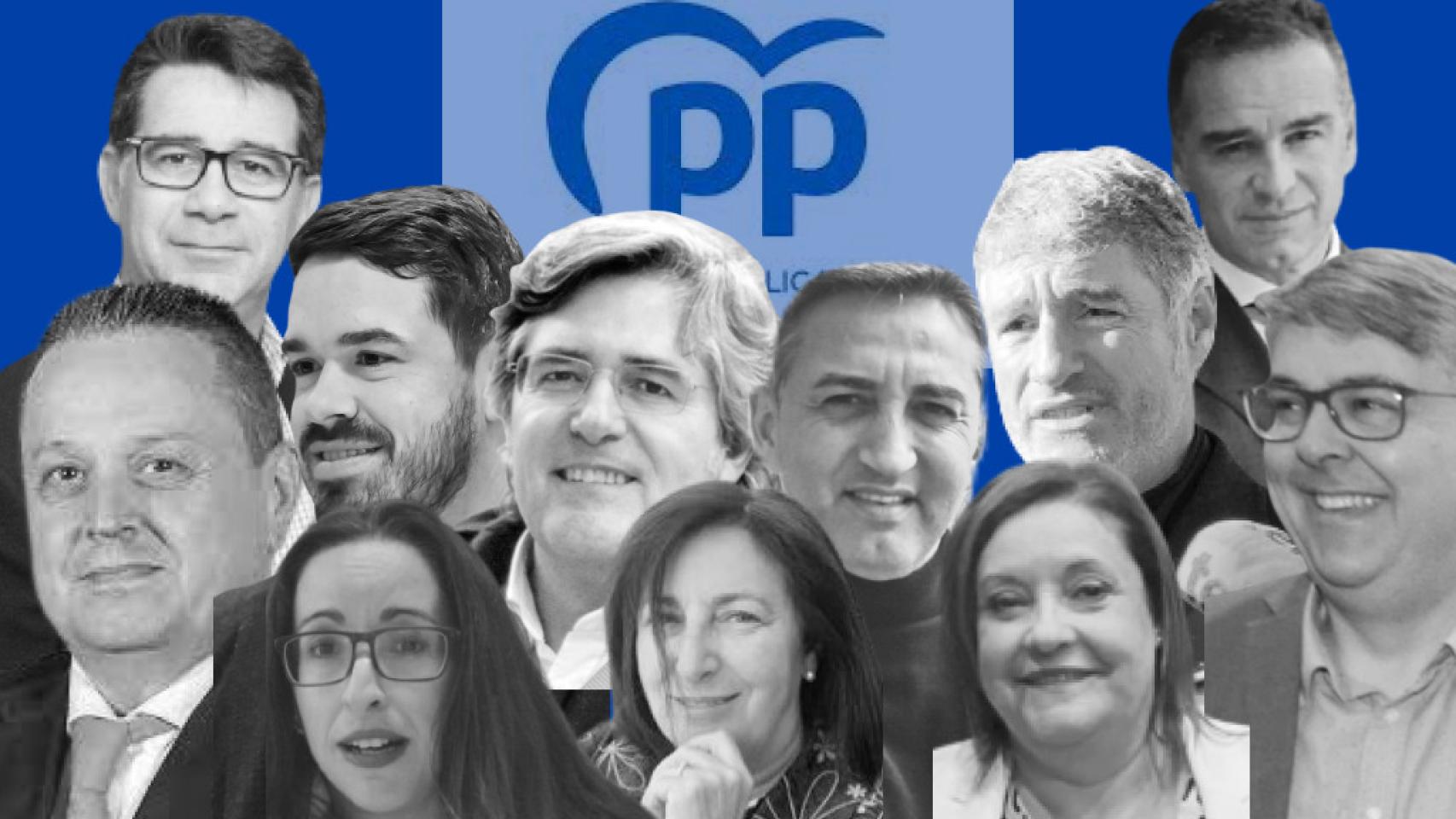 Los nuevos candidatos del PP, de izda. a dcha. y de arriba a abajo: Pachi Pascual, Santos González, Paco Sánchez, MIguel Ángel Salguero, Carlos Pastor, César Sánchez, Pepe Vegara, David Beltrá, Rocío Gómez, Pepa Font y Toñi Mora.