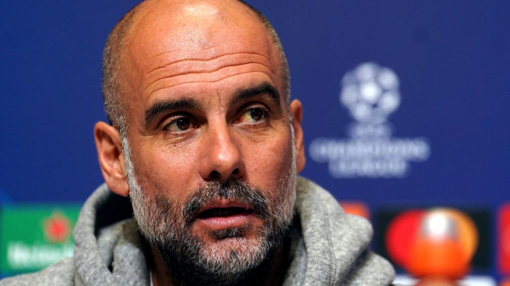 Pep Guardiola, en rueda de prensa de la Champions League con el Manchester City