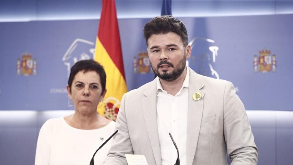 Los portavoces de ERC y Bildu, Gabriel Rufián y Mertxe Aizpurua, en una fotografía de archivo.