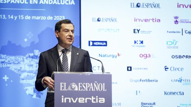 El presidente de la Junta de Andalucía, Juanma Moreno, en la inauguración del Foro Económico.