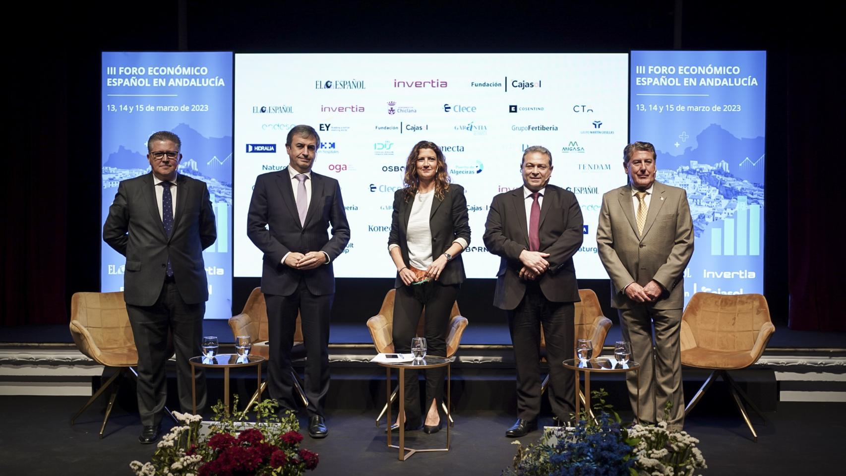 Antonio Martín García, consejero delegado del grupo Martín Casillas, Antonio Vega, director general de Garántia, Miguel Gallego, consejero delegado del grupo Migasa y Rafael Sánchez Durán, director general de Endesa en Andalucía, Extremadura, Ceuta y Melilla