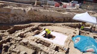 Imagen de las excavaciones arqueológicas en la obra del Metro de Málaga.