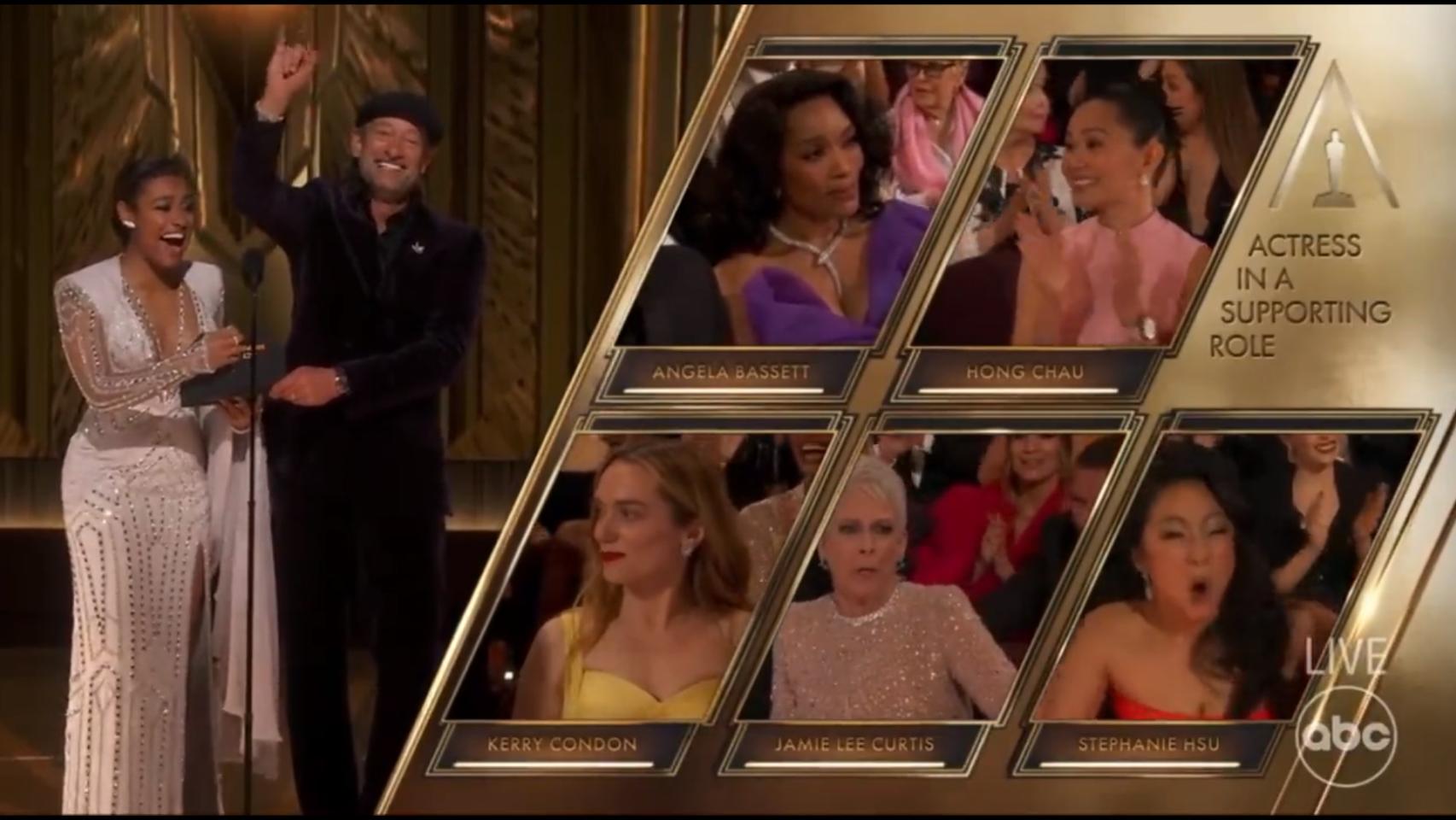 Reacción de Angela Bassett.