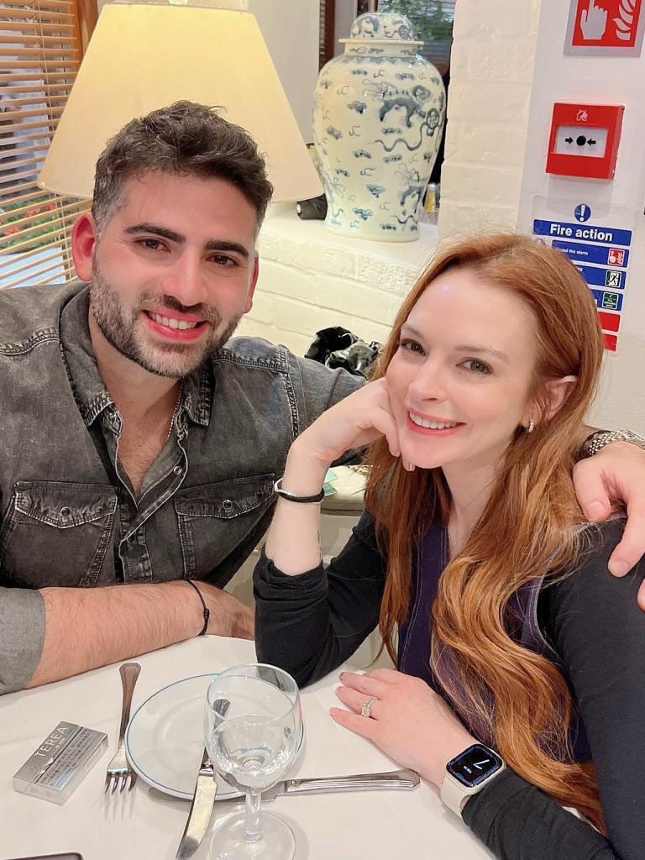 Lindsay Lohan junto a su marido, el banquero Bader S. Shammas, en una imagen de sus redes sociales.