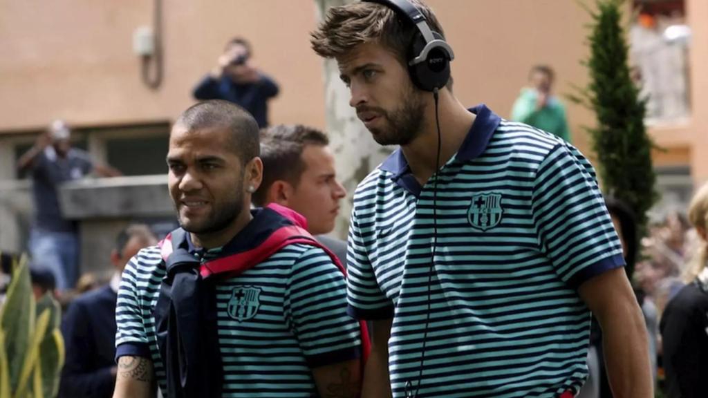 Dani Alves y Gerard Piqué, en su época en el FC Barcelona