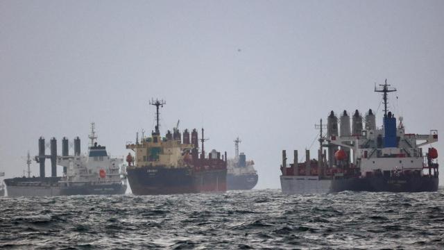 Barcos a la espera de una inspección en el marco de la Iniciativa de Granos del Mar Negro, promovida por las Naciones Unidas y Turquía, en el fondeadero sur del Bósforo en Estambul.