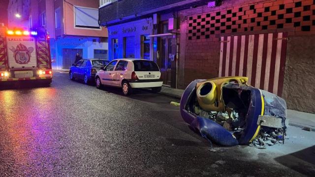 Contenedor afectado en Finca Dopico