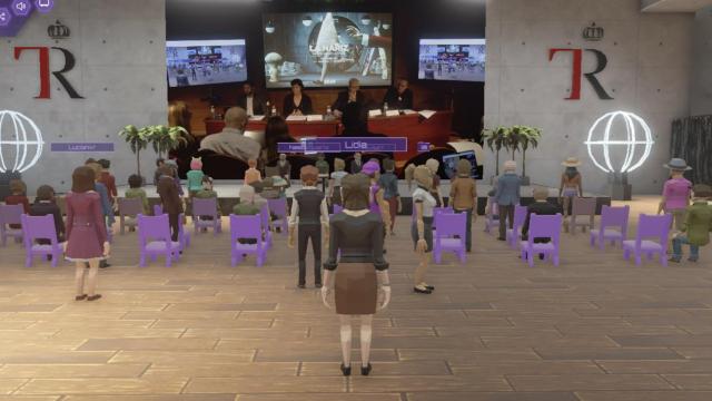 Imagen de la rueda de prensa retransmitida a través del metaverso. Foto: Uttopion