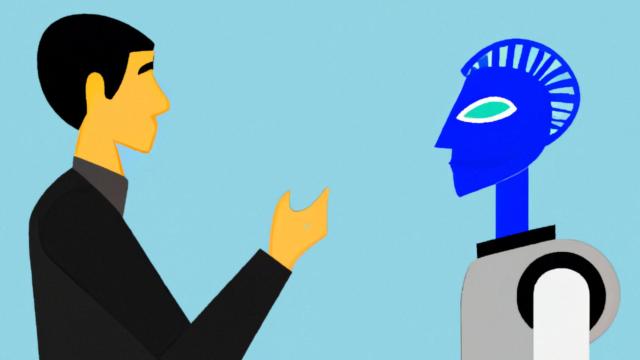 Un hombre hablando con una Inteligencia Artificial