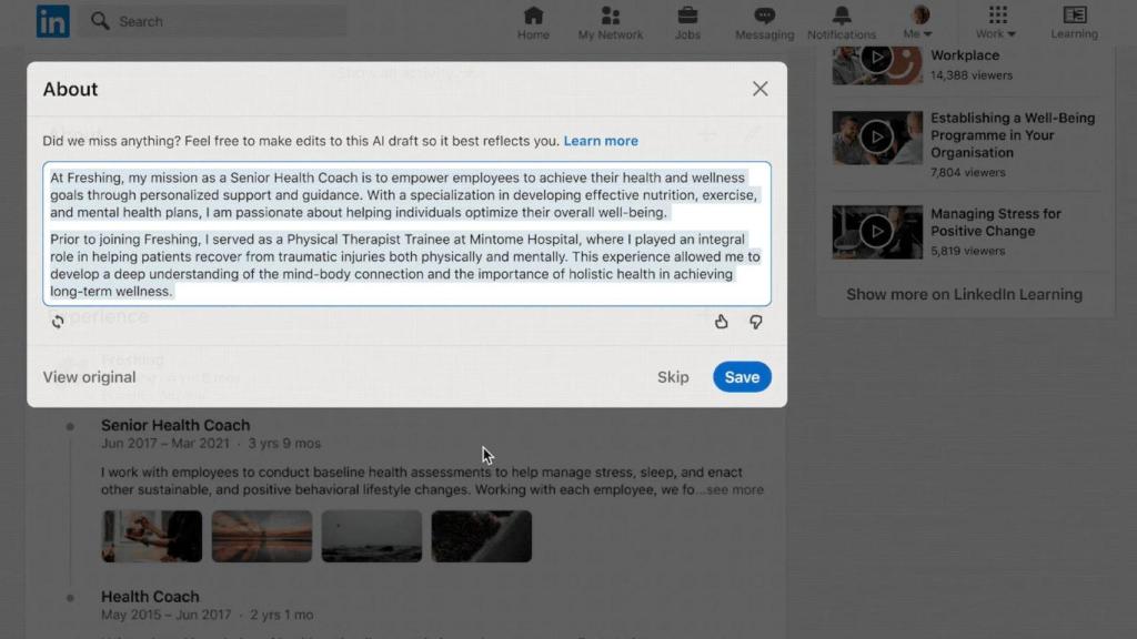 LinkedIn usará la tecnología de ChatGPT para generar nuestro perfil