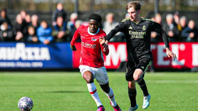 Ernest Poku, durante el partido de la Youth League entre AZ Alkmaar y Real Madrid