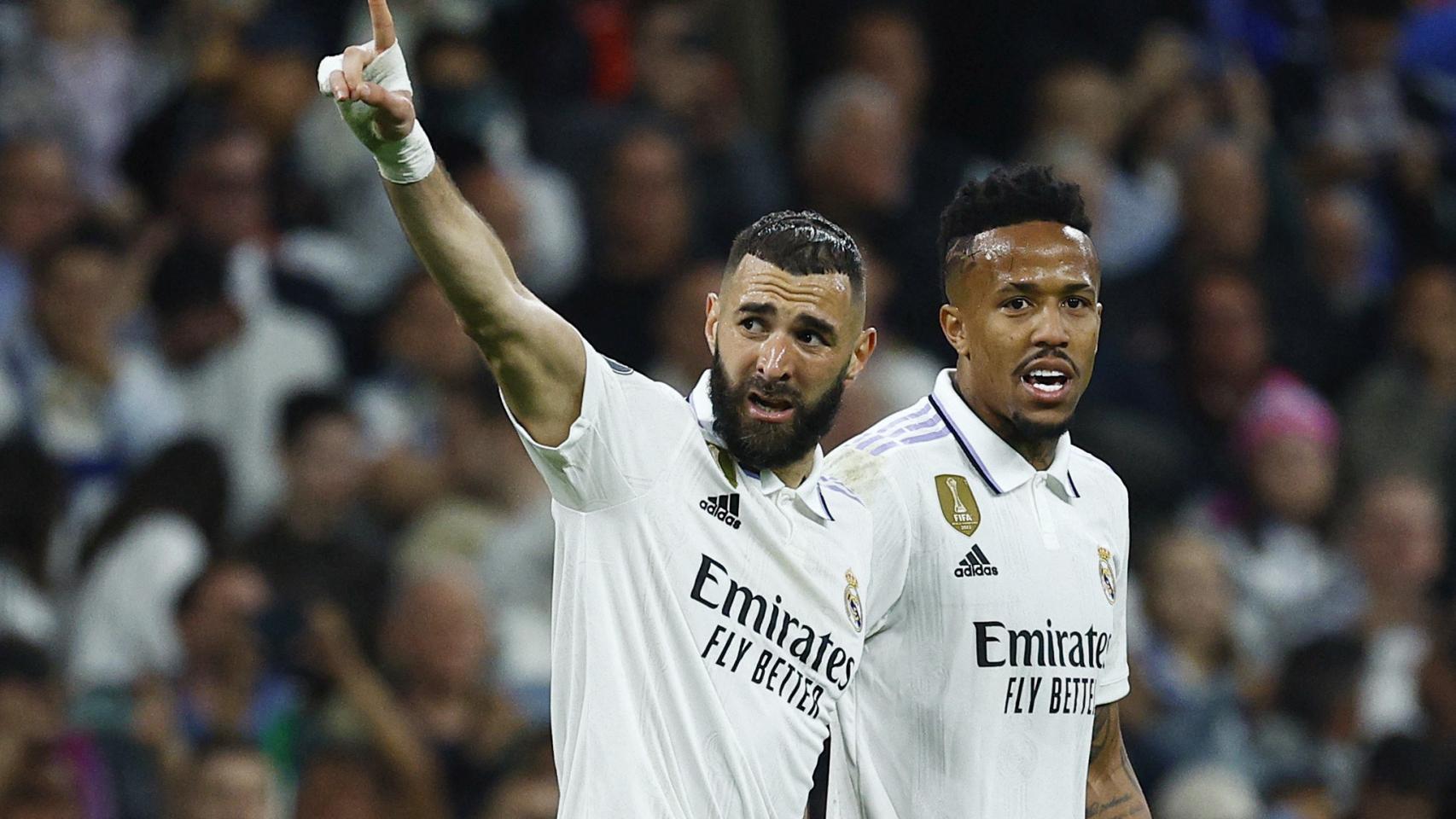 Benzema celebra el gol del Real Madrid.