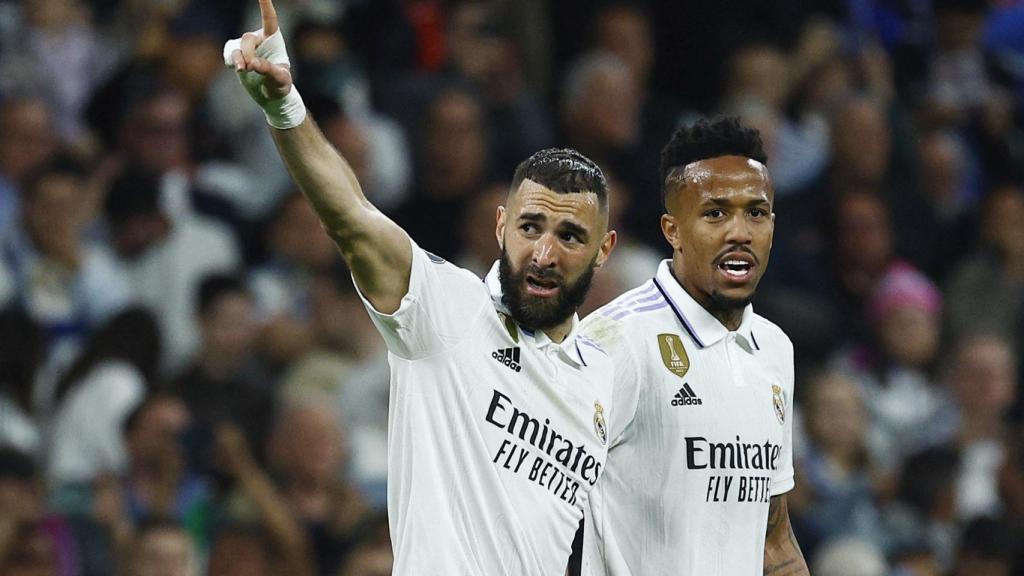 Benzema celebra el gol del Real Madrid.