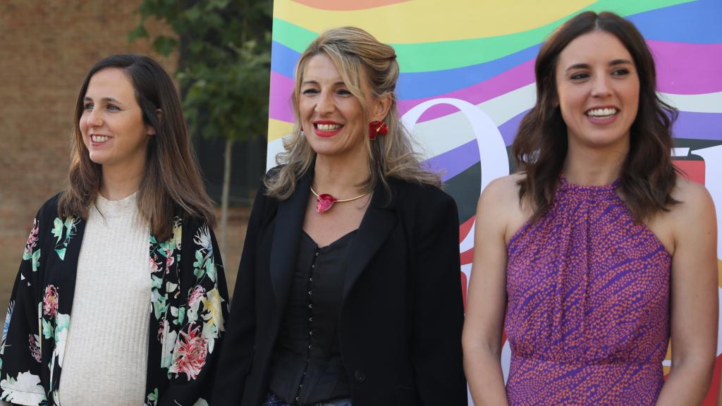 Las ministras Ione Belarra, Yolanda Díaz e Irene Montero.