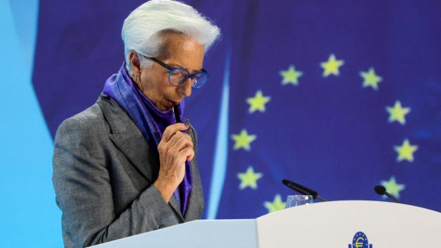 La presidenta del BCE, Christine Lagarde, durante una rueda de prensa.