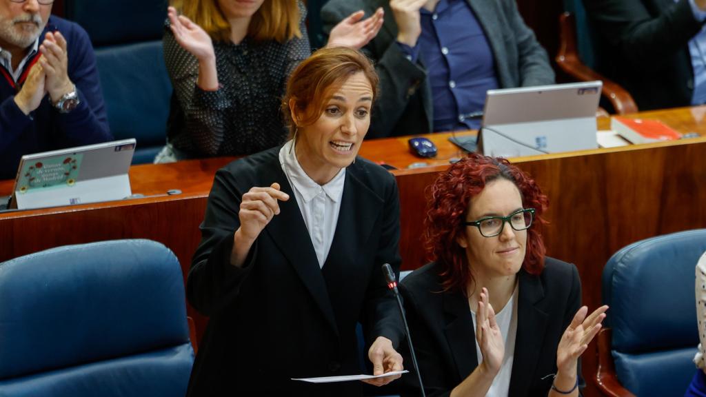 La portavoz de Más Madrid, Mónica García, este jueves en la Asamblea de Madrid.
