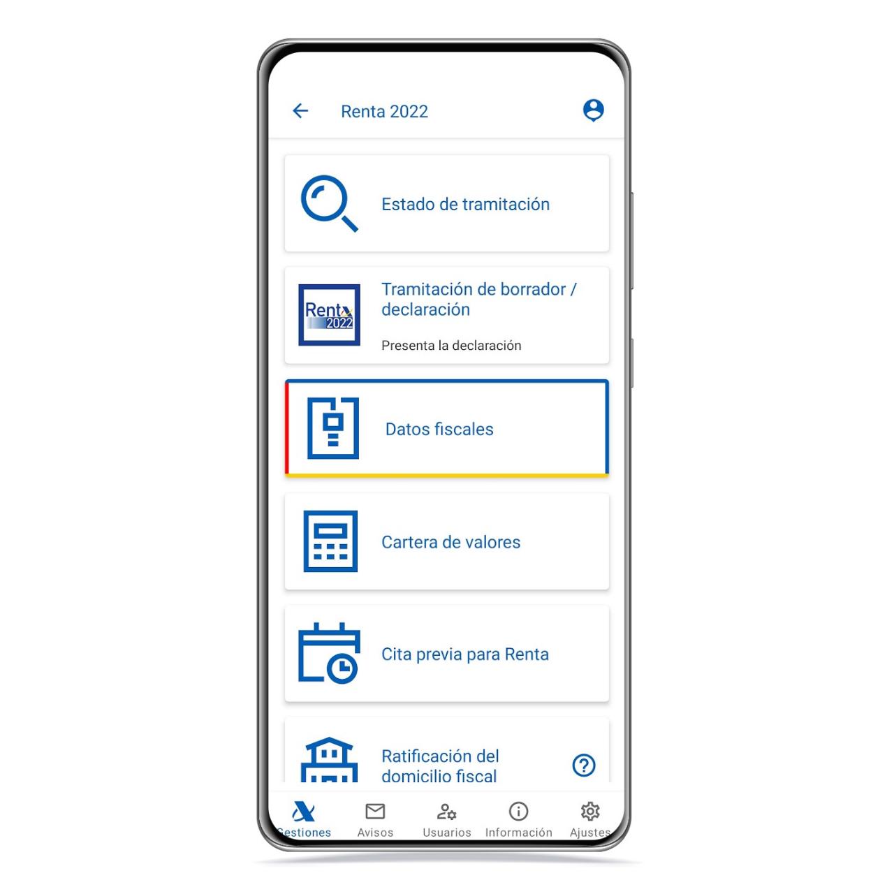 Datos fiscales en la app de la Agencia Tributaria