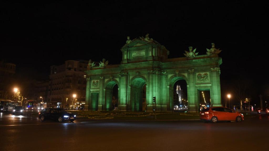 La Puerta de Alcalá en el día de San Patricio.