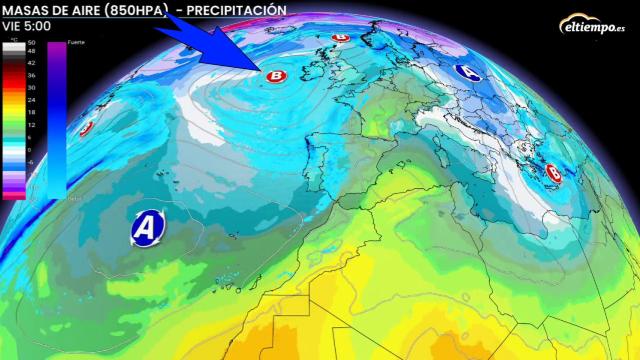 La borrasca que afectará a España los próximos días. ElTiempo.es.