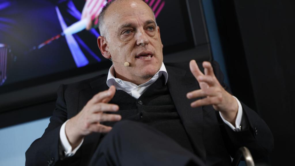 Javier Tebas, durante una ponencia.