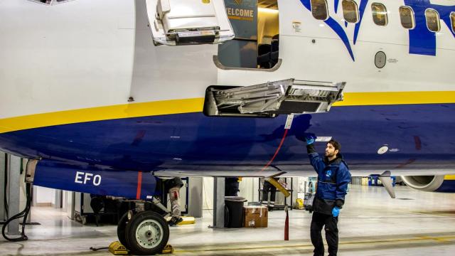 Un trabajador realiza labores de mantenimiento.